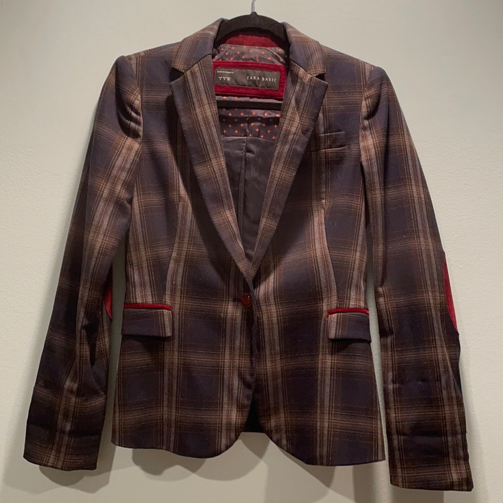 ZARA Nay/Brown Plaid Jacket S